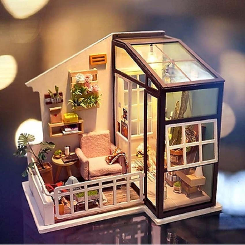 Mô hình nhà DIY Doll House Coffee Time Kèm Đèn LED và Mica chống bụi giá rẻ  nhất tháng 82023